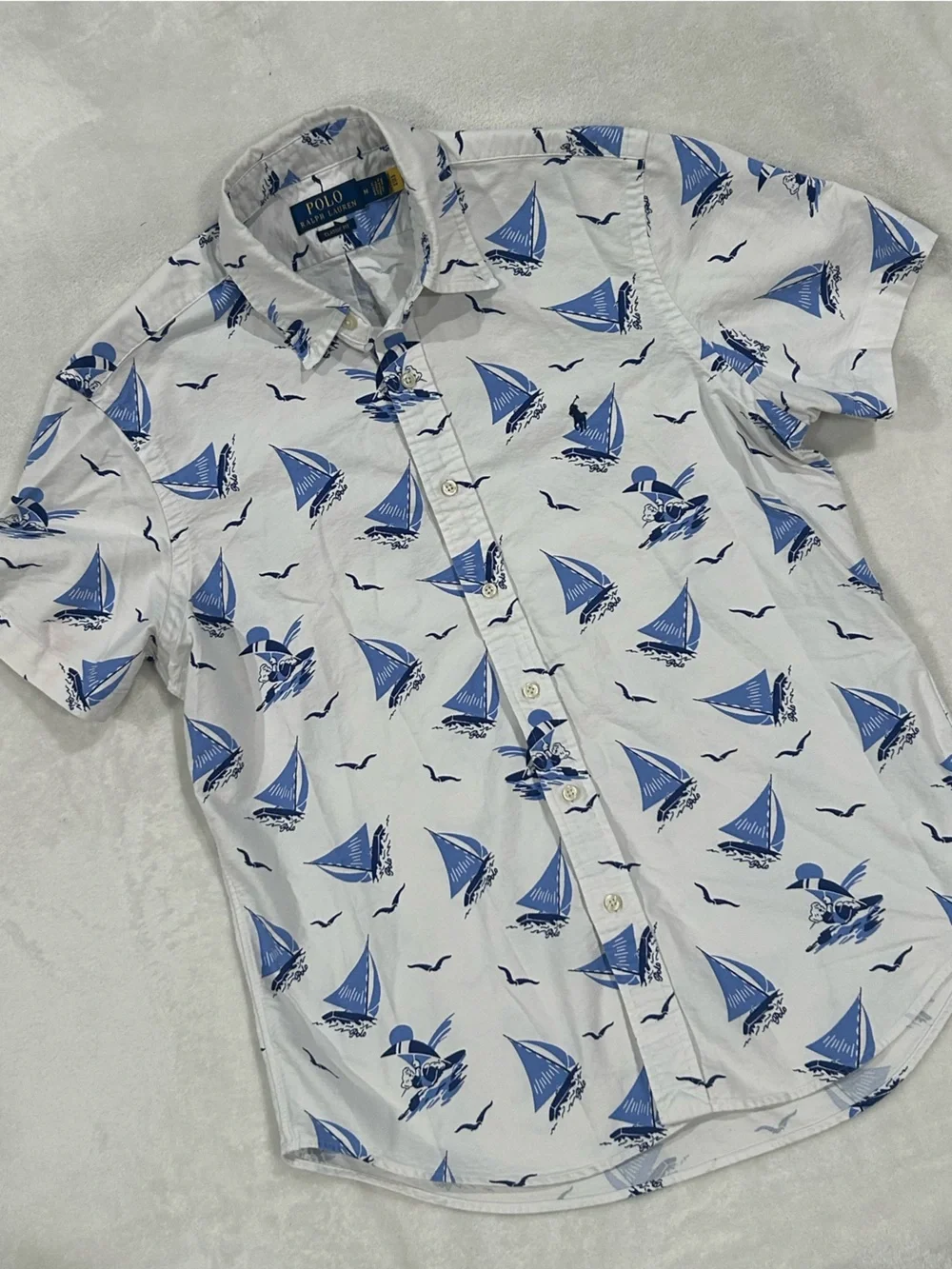 Polo Ralph Lauren Classic Fit Polo Bear button down Oxford Shirt sailboat print